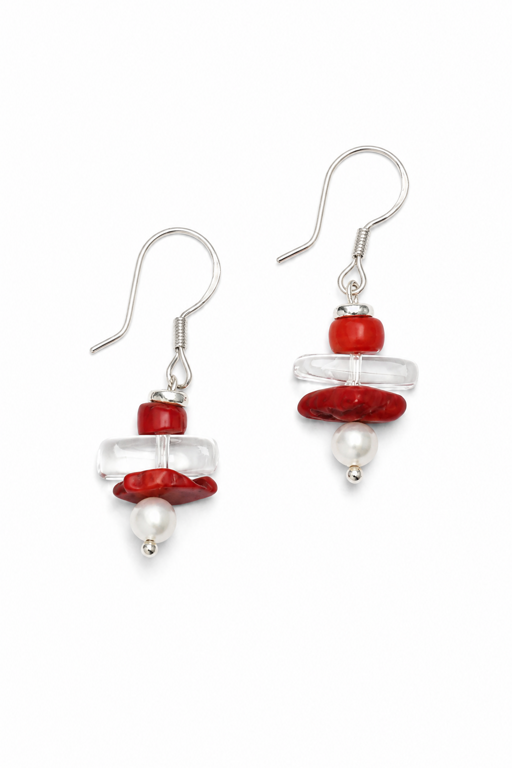 CRIMSON CRAG Red Fragment & Crystal Tooth Earrings by SITU — natural stone sterling silver jewelry