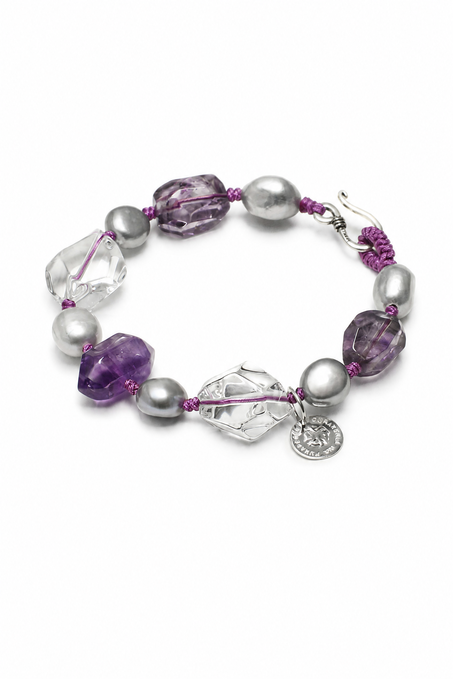 DUSK SURGE Amethyst & Grey Pearl Bracelet by SITU — natural stone sterling silver jewelry