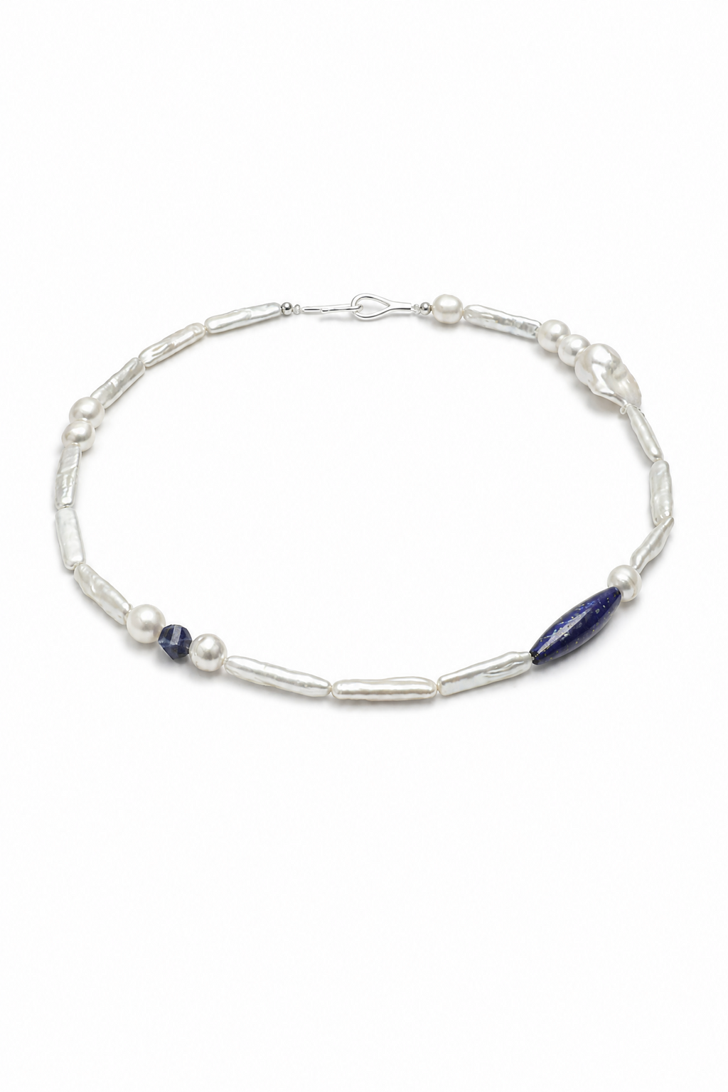 DEEP TIDAL MARK Lapis & Pearl Necklace by SITU — natural stone sterling silver jewelry