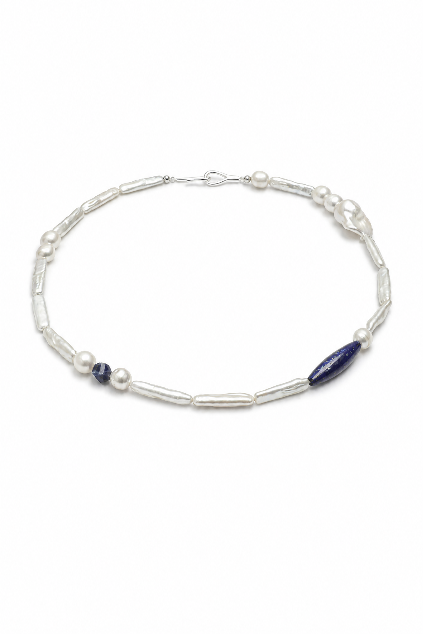 DEEP TIDAL MARK Lapis & Pearl Necklace by SITU — natural stone sterling silver jewelry