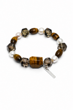 AMBER VEIN Smoky Quartz & Tiger's Eye Bracelet by SITU — natural stone sterling silver jewelry