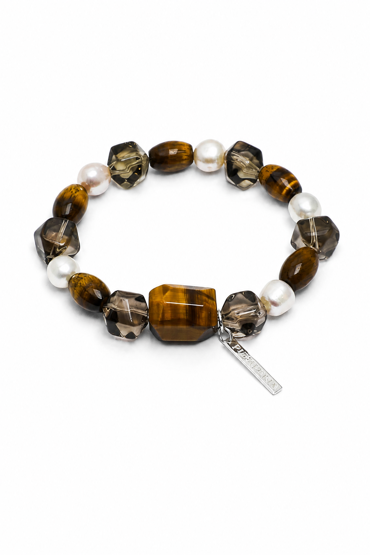 AMBER VEIN Smoky Quartz & Tiger's Eye Bracelet by SITU — natural stone sterling silver jewelry