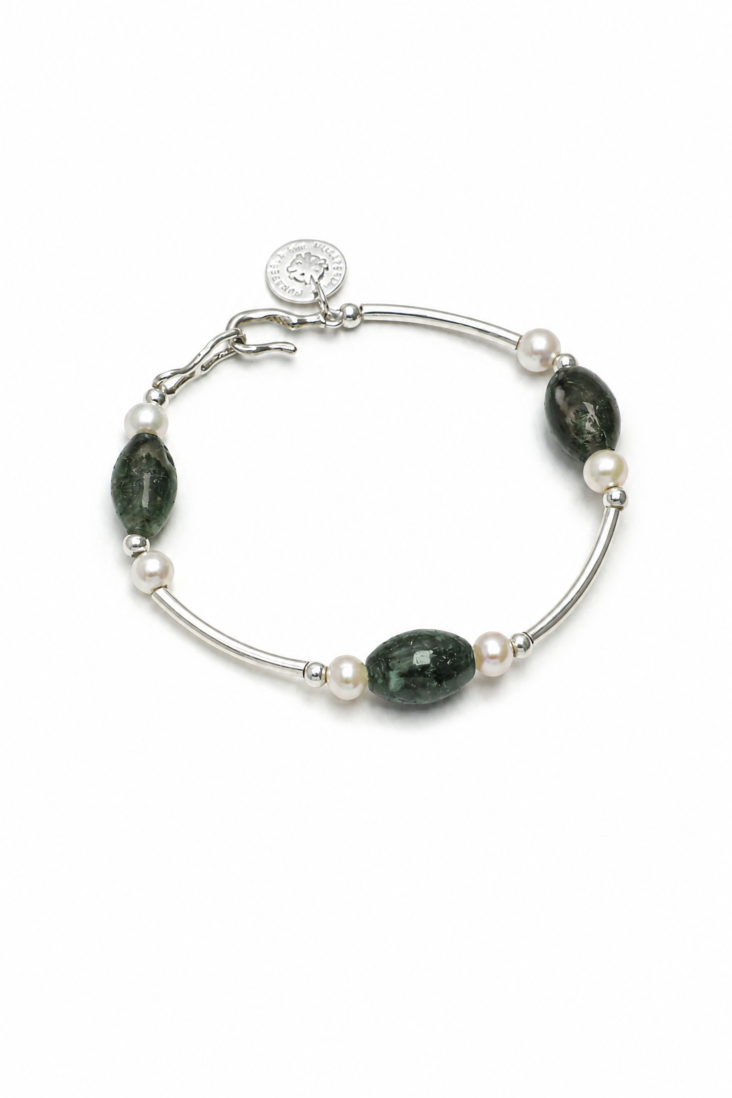 MOSS ROCK Moss Agate & Pearl Bracelet by SITU — natural stone sterling silver jewelry