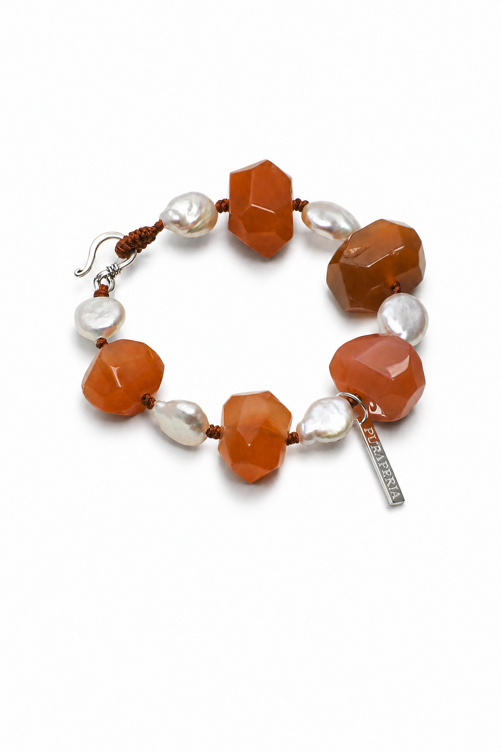 WARM CRIMSON Red Agate & Pearl Bracelet by SITU — natural stone sterling silver jewelry