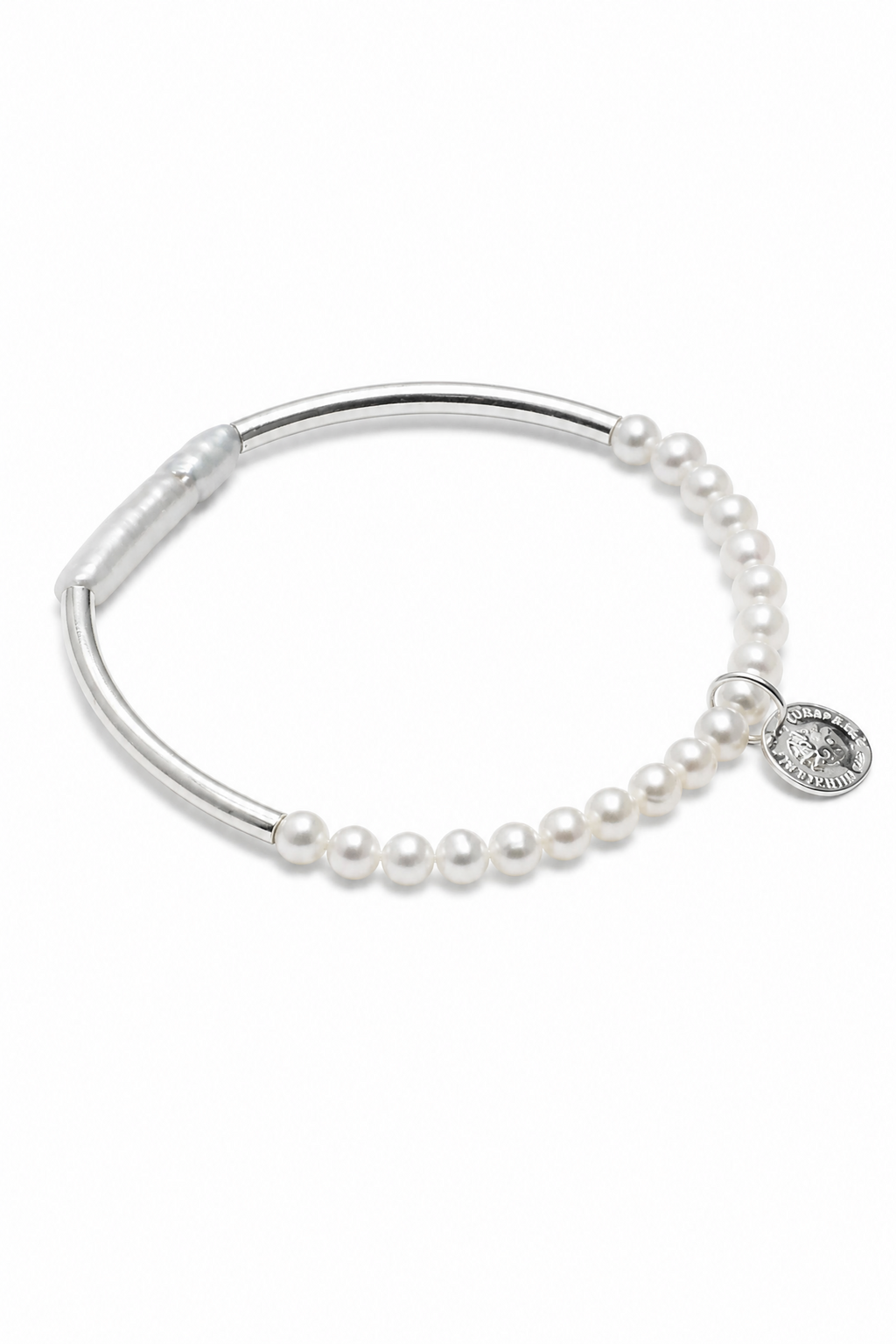 LUNAR CIRCLE Pearl & Silver Tube Bracelet by SITU — natural stone sterling silver jewelry