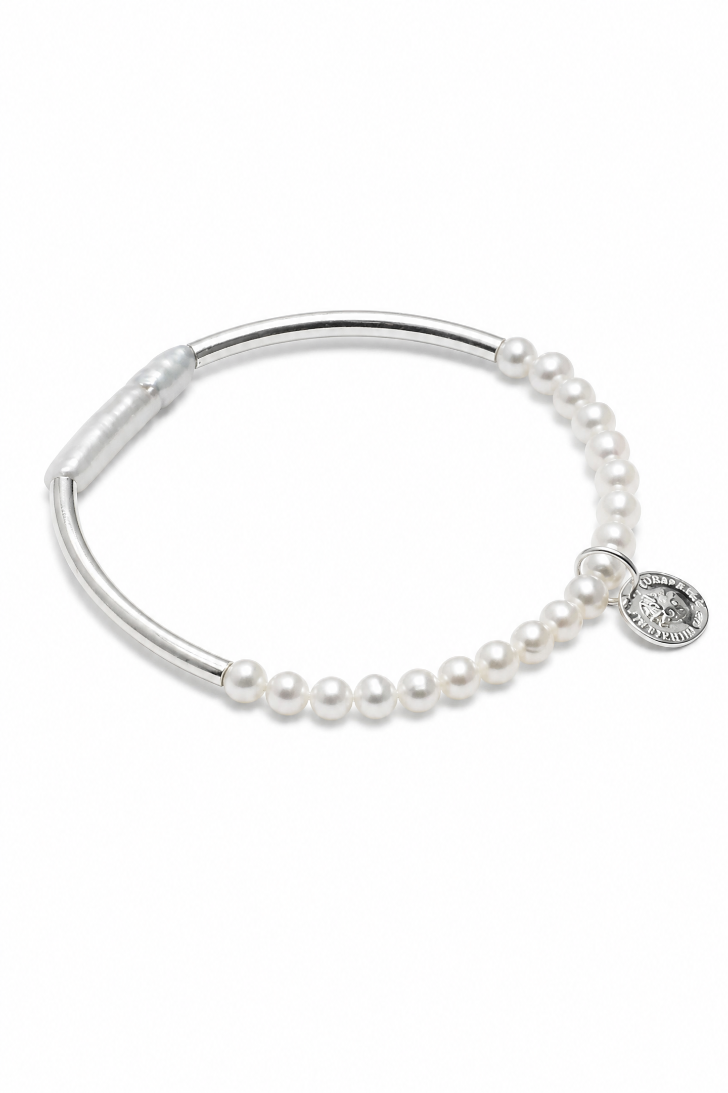 LUNAR CIRCLE Pearl & Silver Tube Bracelet by SITU — natural stone sterling silver jewelry