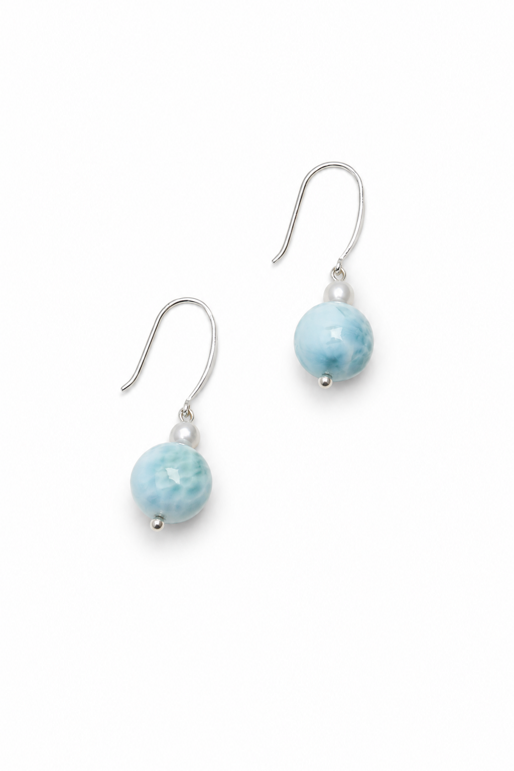 CYAN RIVER Larimar & Pearl Earrings by SITU — natural stone sterling silver jewelry