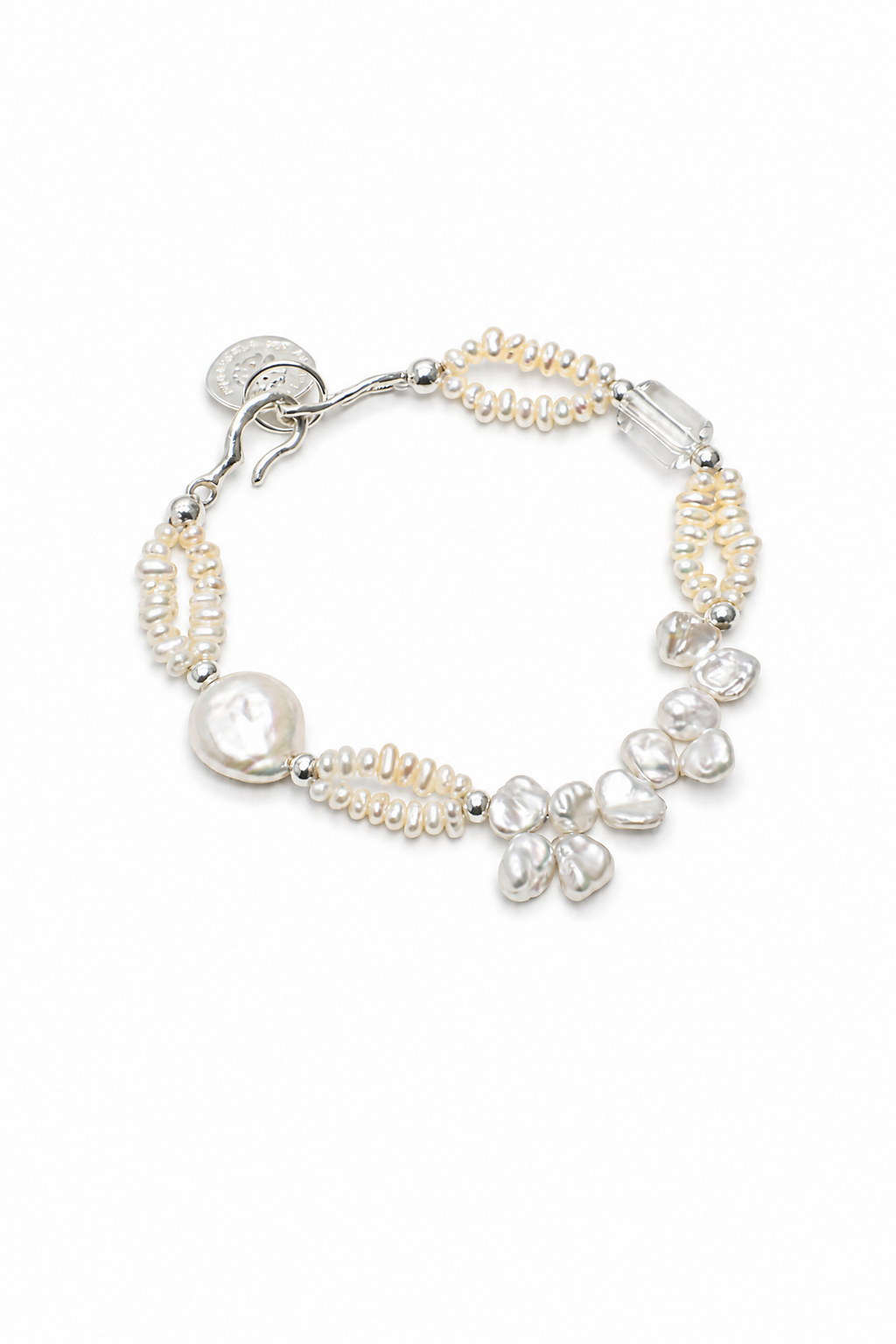 SURF STACK Baroque Pearl & Clear Quartz Bracelet by SITU — natural stone sterling silver jewelry