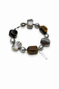 GLOWING CORE Tiger's Eye & Grey Pearl Bracelet by SITU — natural stone sterling silver jewelry