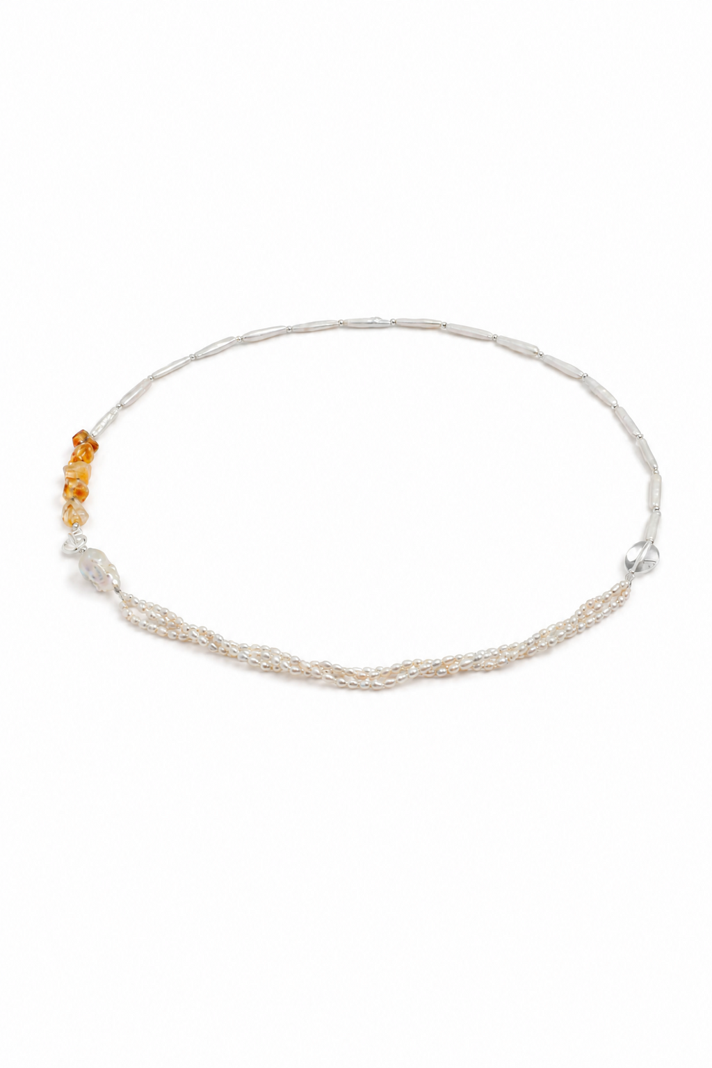 PALE WILD Baroque Pearl & Citrine Necklace by SITU — natural stone sterling silver jewelry