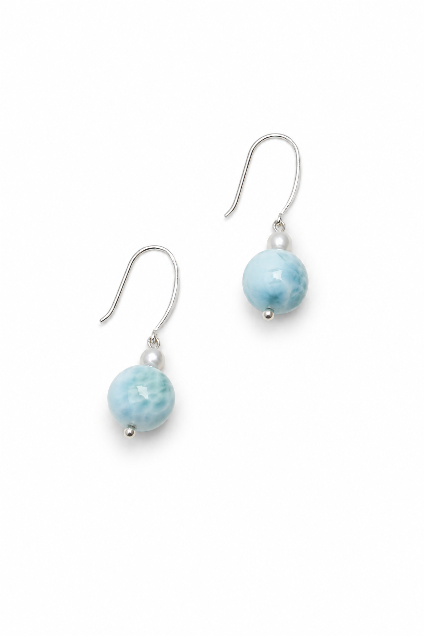 CYAN RIVER Larimar & Pearl Earrings by SITU — natural stone sterling silver jewelry