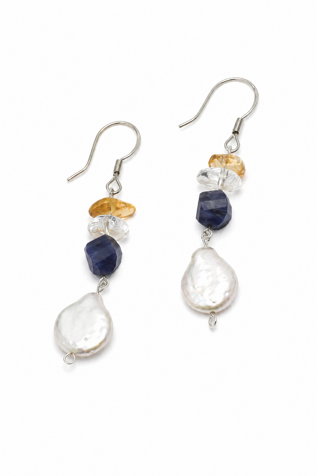AQUEOUS NEBULA Baroque Pearl & Sodalite Earrings by SITU — natural stone sterling silver jewelry