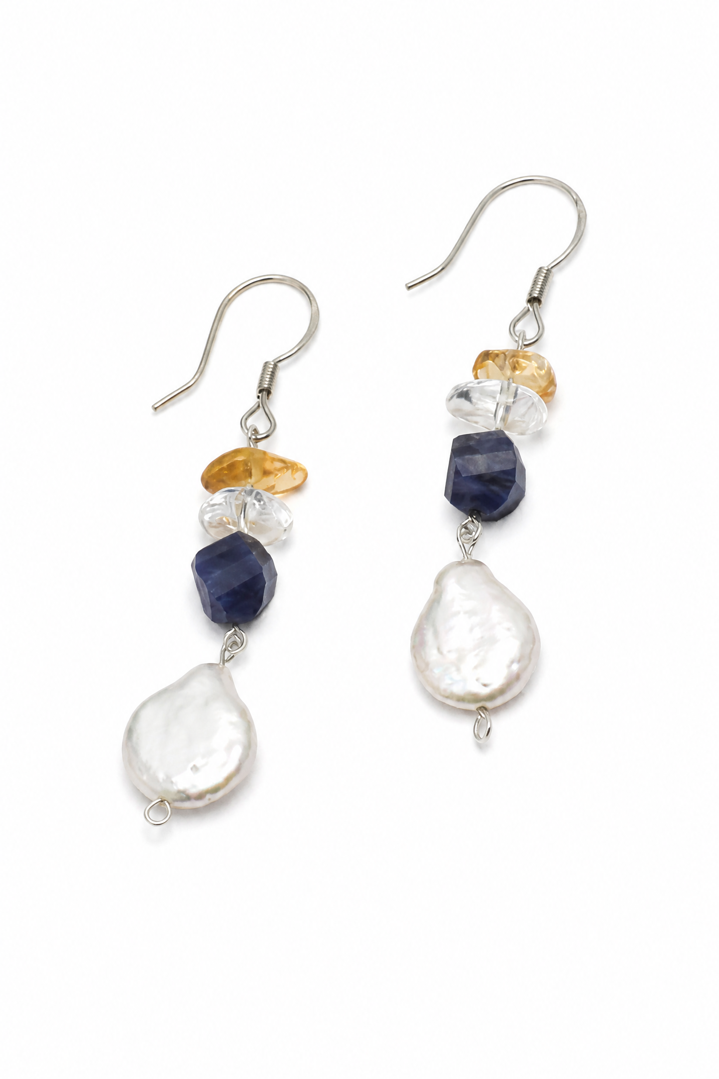 AQUEOUS NEBULA Baroque Pearl & Sodalite Earrings by SITU — natural stone sterling silver jewelry