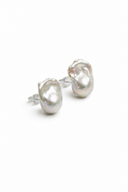 FISHTAIL TIDE Baroque Pearl Stud Earrings by SITU — natural stone sterling silver jewelry