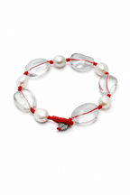 RED LATITUDE Clear Quartz & Pearl Bracelet by SITU — natural stone sterling silver jewelry