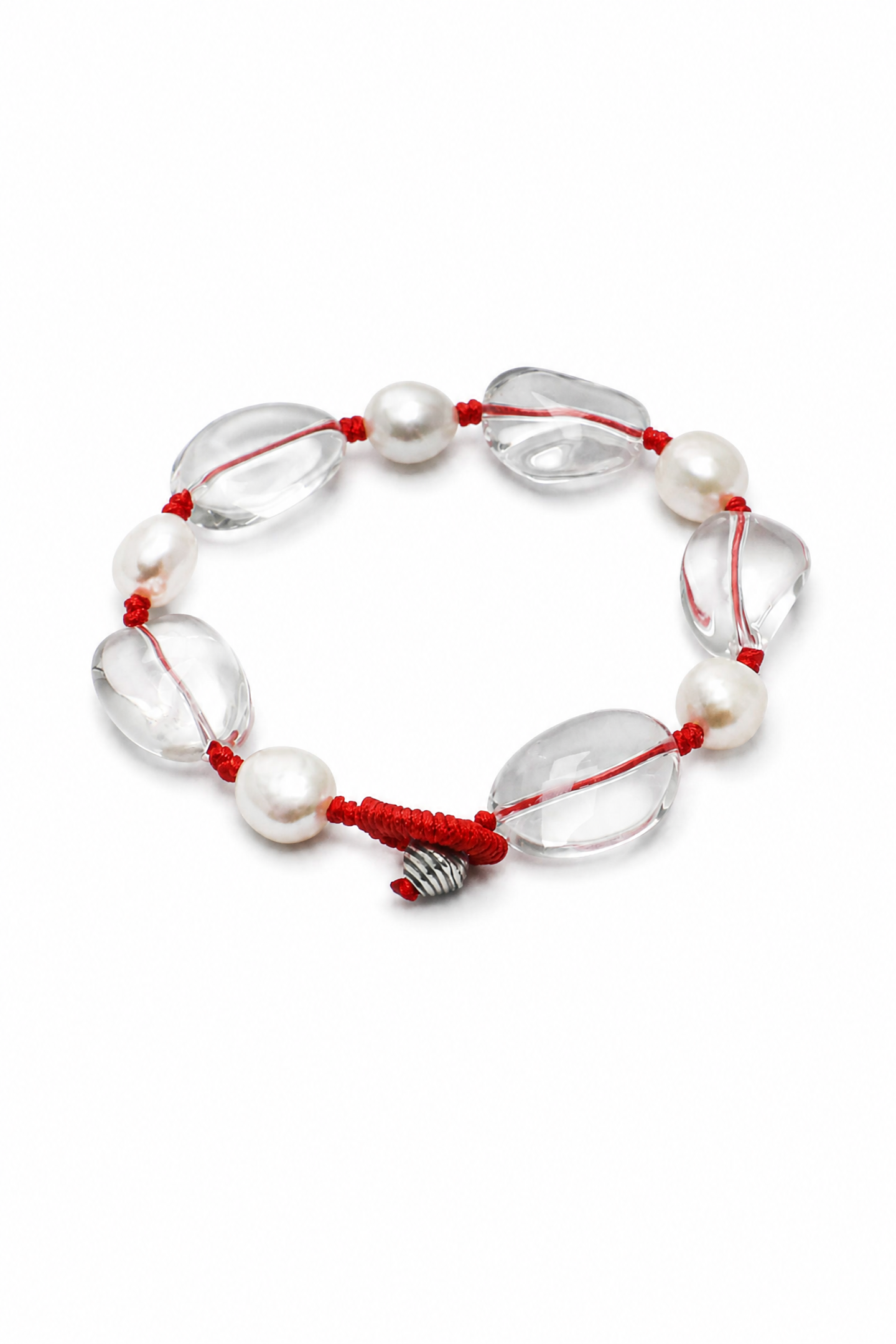 RED LATITUDE Clear Quartz & Pearl Bracelet by SITU — natural stone sterling silver jewelry