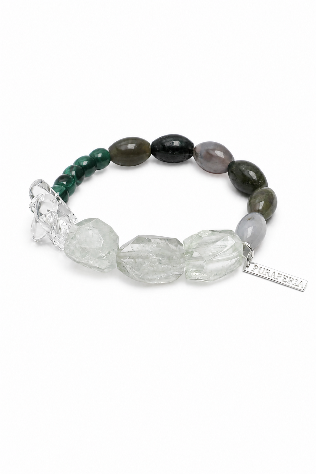 VERDANT TRACE Green Quartz & Malachite Bracelet by SITU — natural stone sterling silver jewelry