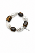 AMBER MATRIX Tiger's Eye & Baroque Pearl Bracelet by SITU — natural stone sterling silver jewelry