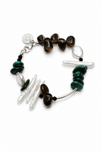 DEEP FOREST SHARD Smoky Quartz & Malachite Bracelet by SITU — natural stone sterling silver jewelry