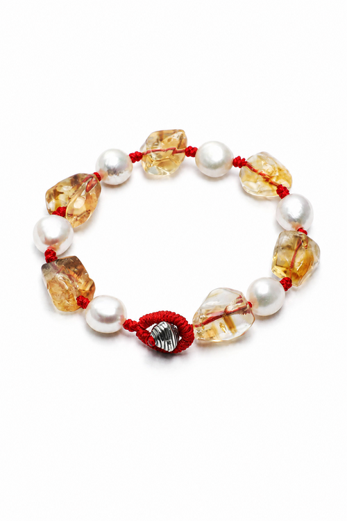 AMBER TETHER Citrine & Pearl Bracelet by SITU — natural stone sterling silver jewelry