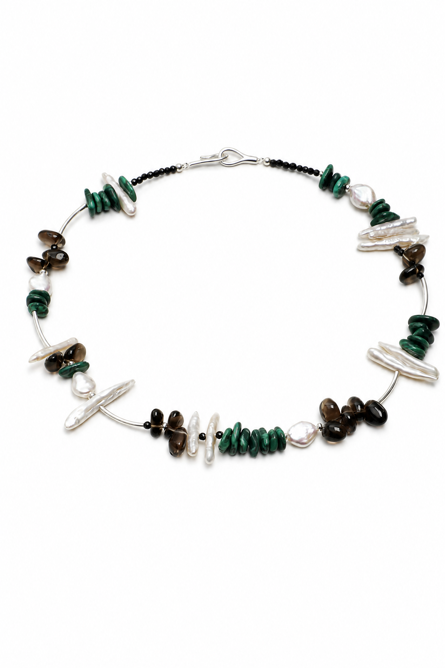FOREST SHARD Smoky Quartz & Malachite Necklace by SITU — natural stone sterling silver jewelry