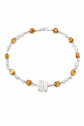 AMBER VINE Citrine & Baroque Pearl Necklace by SITU — natural stone sterling silver jewelry
