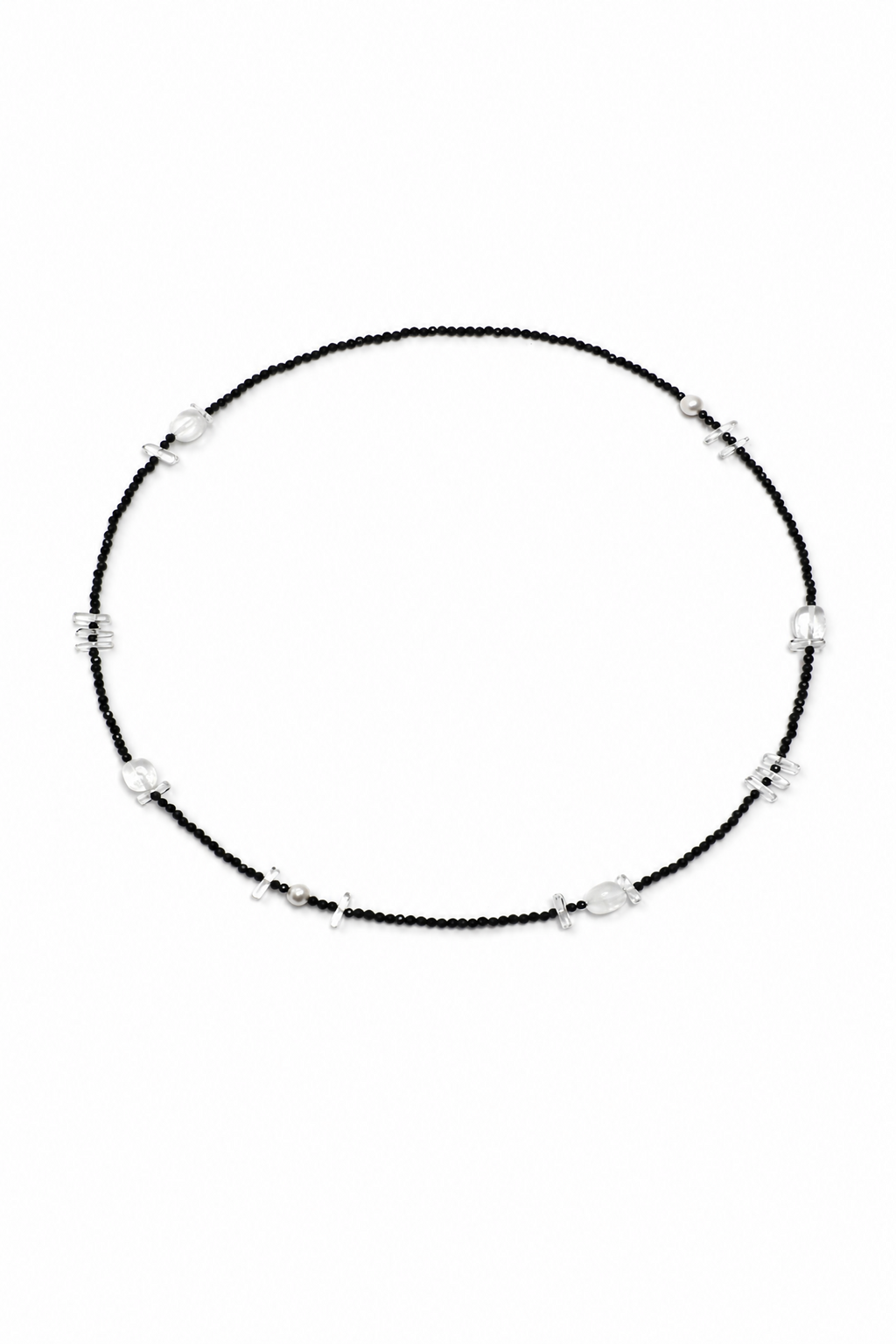 INKED LUSTER Clear Quartz & Tourmaline Long Necklace by SITU — natural stone sterling silver jewelry