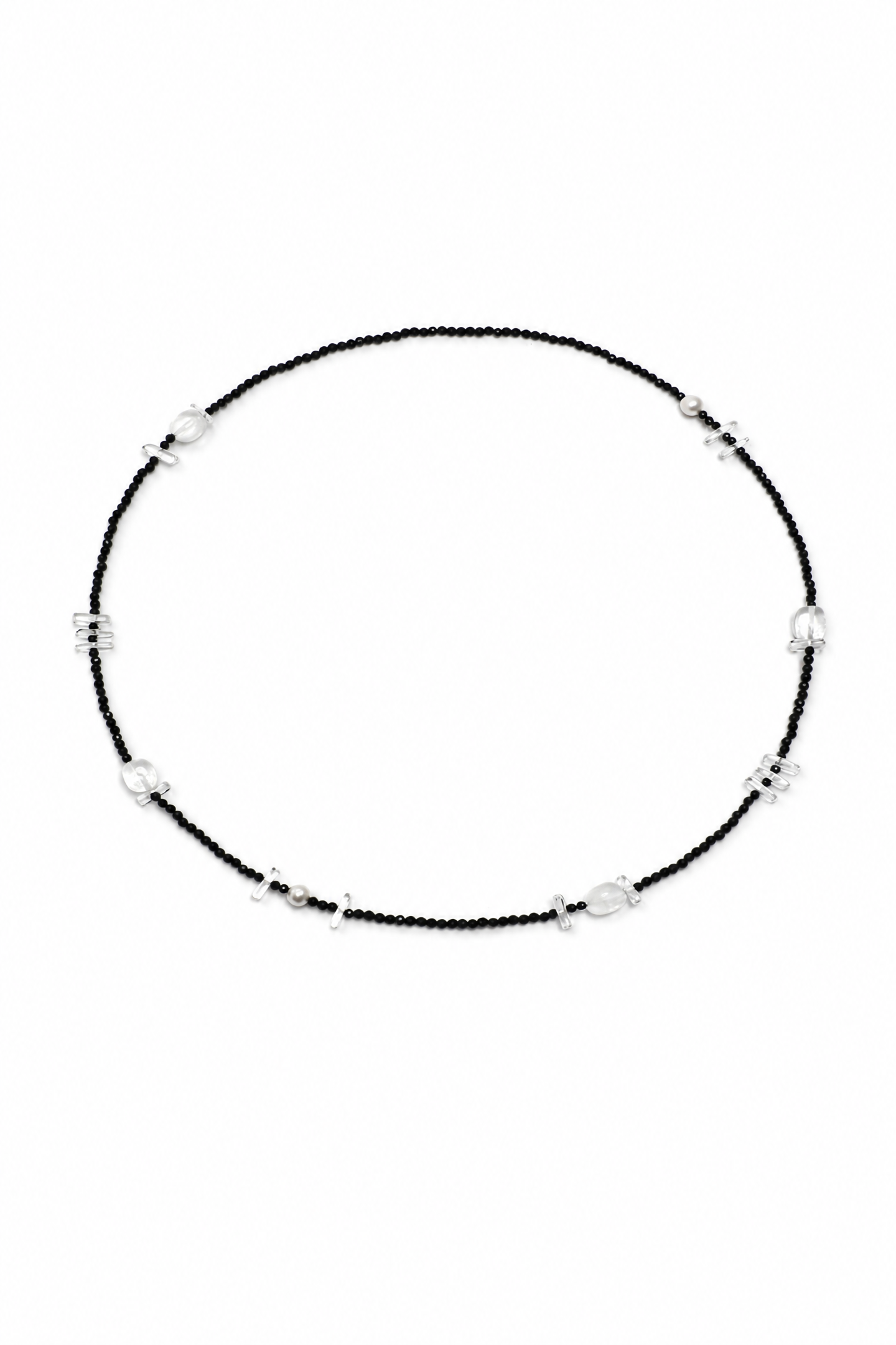 INKED LUSTER Clear Quartz & Tourmaline Long Necklace by SITU — natural stone sterling silver jewelry