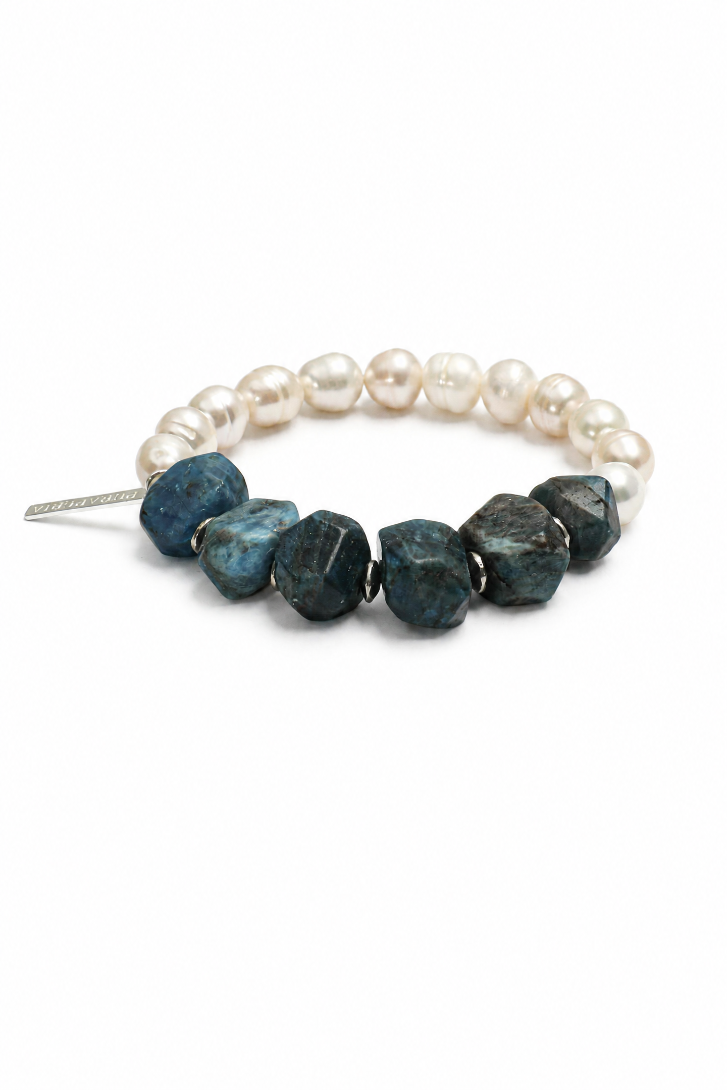 DEPTH RIPPLE Blue Apatite & Pearl Bracelet by SITU — natural stone sterling silver jewelry