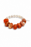 BLAZING VEIN Red Agate & Pearl Bracelet by SITU — natural stone sterling silver jewelry