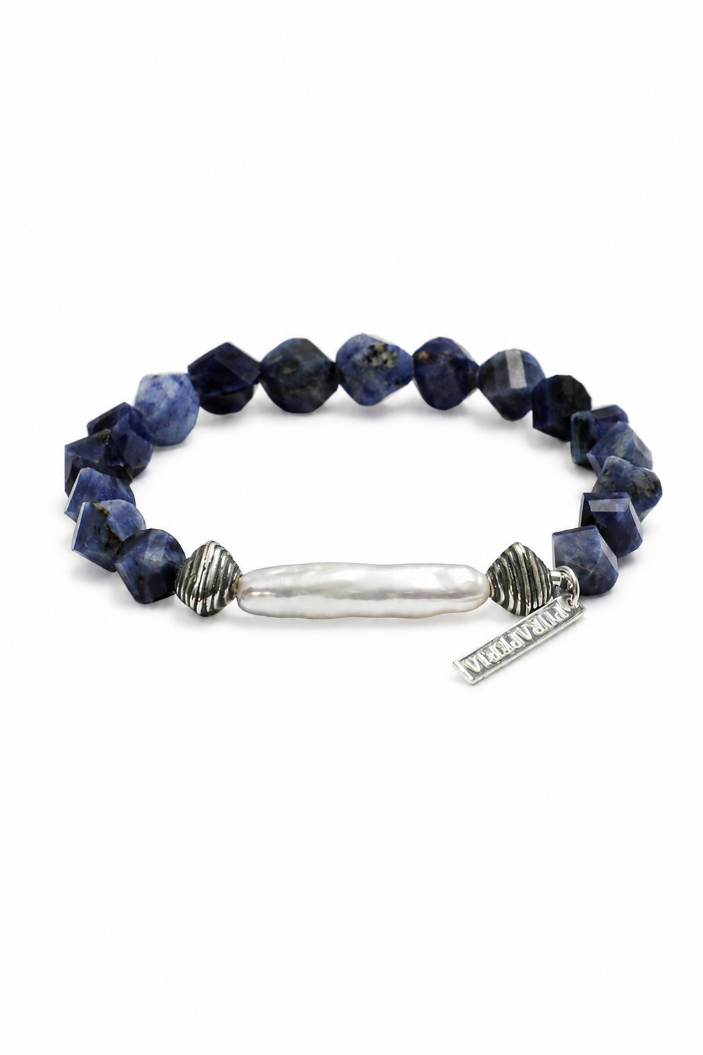CYAN EROSION Stick Pearl & Sodalite Bracelet by SITU — natural stone sterling silver jewelry
