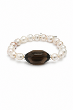 SMOKY GEOMETRY Smoky Quartz & Pearl Bracelet by SITU — natural stone sterling silver jewelry