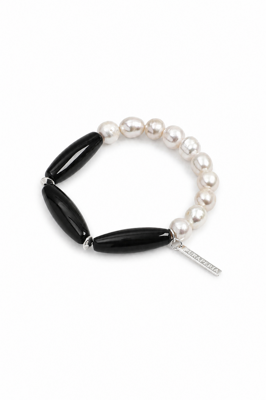 SHADOW WAVE Black Agate & Pearl Bracelet by SITU — natural stone sterling silver jewelry