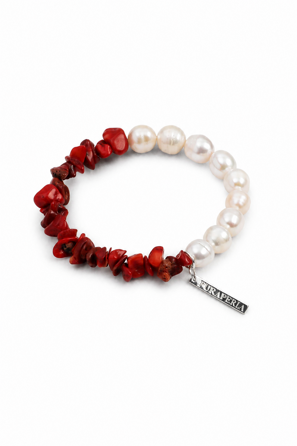 CRIMSON TIDE Pearl & Coral Chip Bracelet by SITU — natural stone sterling silver jewelry