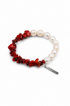 CRIMSON TIDE Pearl & Coral Chip Bracelet by SITU — natural stone sterling silver jewelry