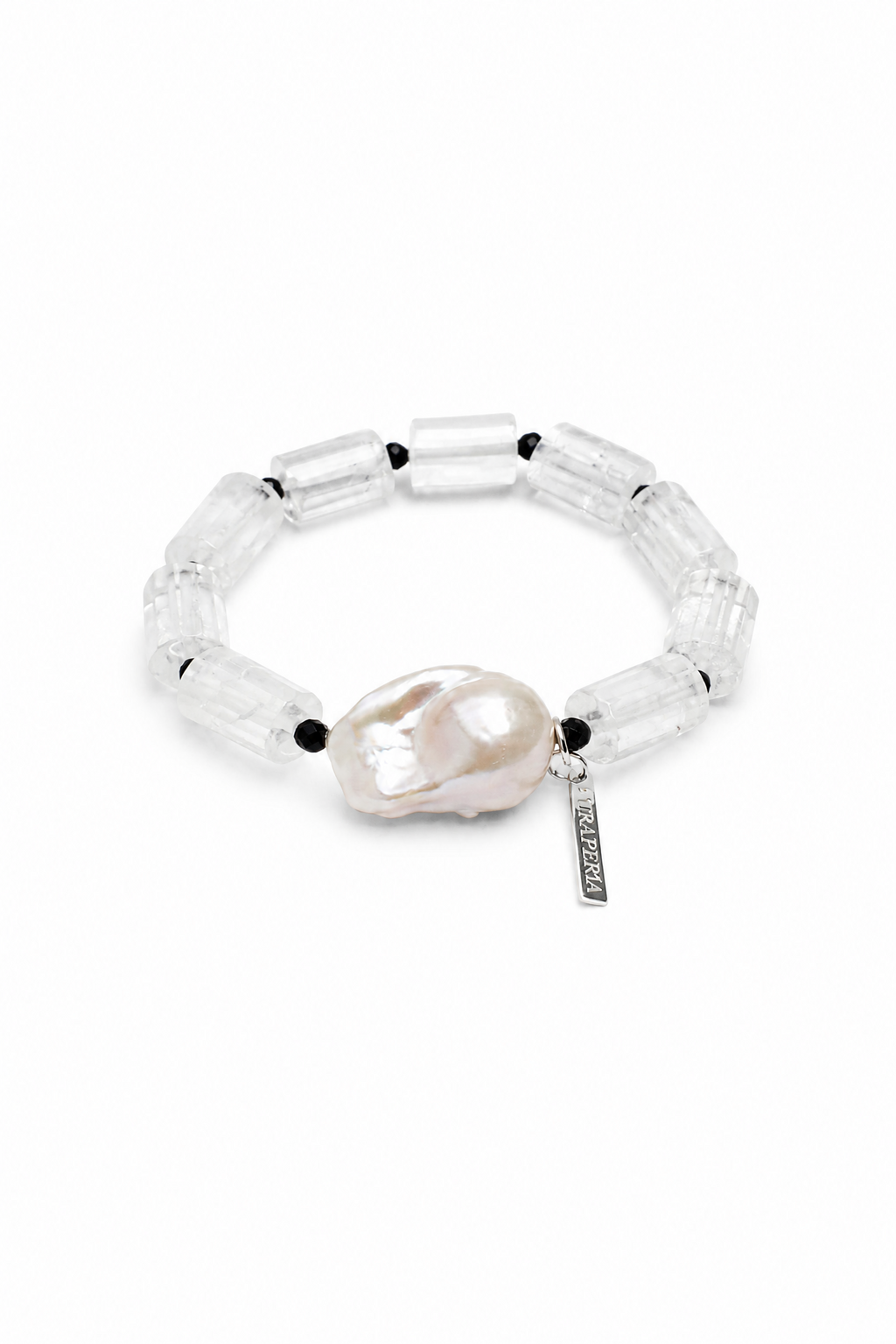 LUNAR COLUMN Quartz & Baroque Pearl Bracelet by SITU — natural stone sterling silver jewelry
