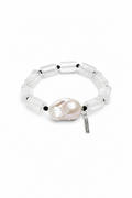 LUNAR COLUMN Quartz & Baroque Pearl Bracelet by SITU — natural stone sterling silver jewelry