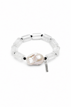 LUNAR COLUMN Quartz & Baroque Pearl Bracelet by SITU — natural stone sterling silver jewelry