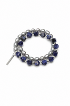 GREY RIPPLE Sodalite & Pearl Double-Wrap Bracelet by SITU — natural stone sterling silver jewelry