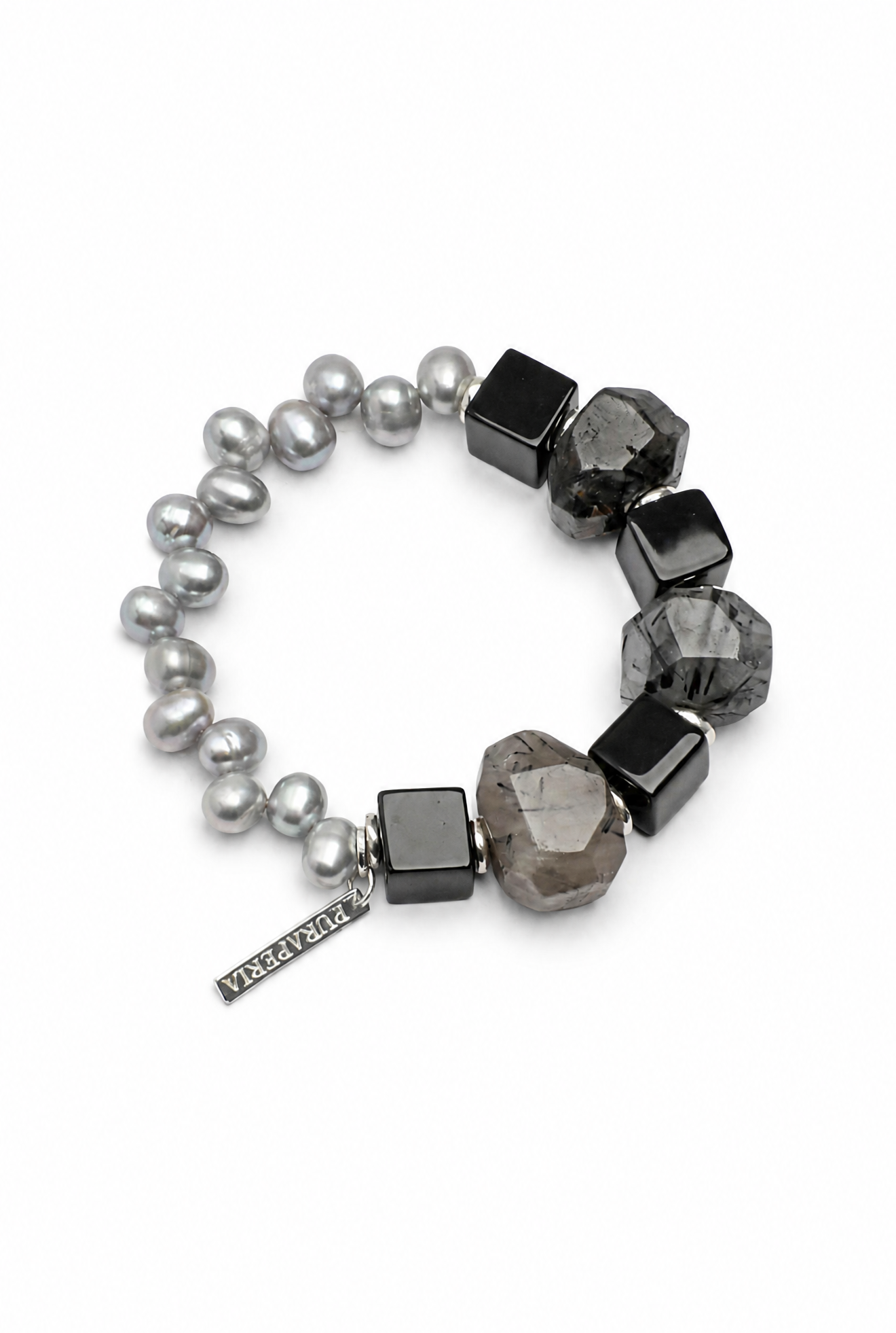 INK STRUCTURE Rutilated Quartz & Agate Bracelet by SITU — natural stone sterling silver jewelry