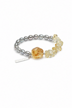 AMBER MIST GLOW Citrine & Grey Pearl Bracelet by SITU — natural stone sterling silver jewelry