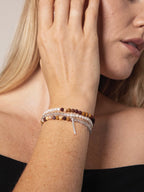 AMBER ROCK TRACE · Moonstone & Pearl Triple-Wrap Bracelet
