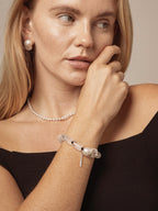 LUNAR COLUMN Quartz & Baroque Pearl Bracelet — SITU mineral jewelry detail