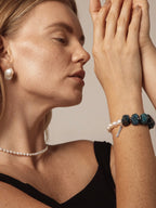 DEPTH RIPPLE · Blue Apatite & Pearl Bracelet