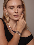 GREY RIPPLE · Sodalite & Pearl Double-Wrap Bracelet