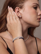 CYAN ECHO · Aquamarine & Lapis Triple-Wrap Bracelet
