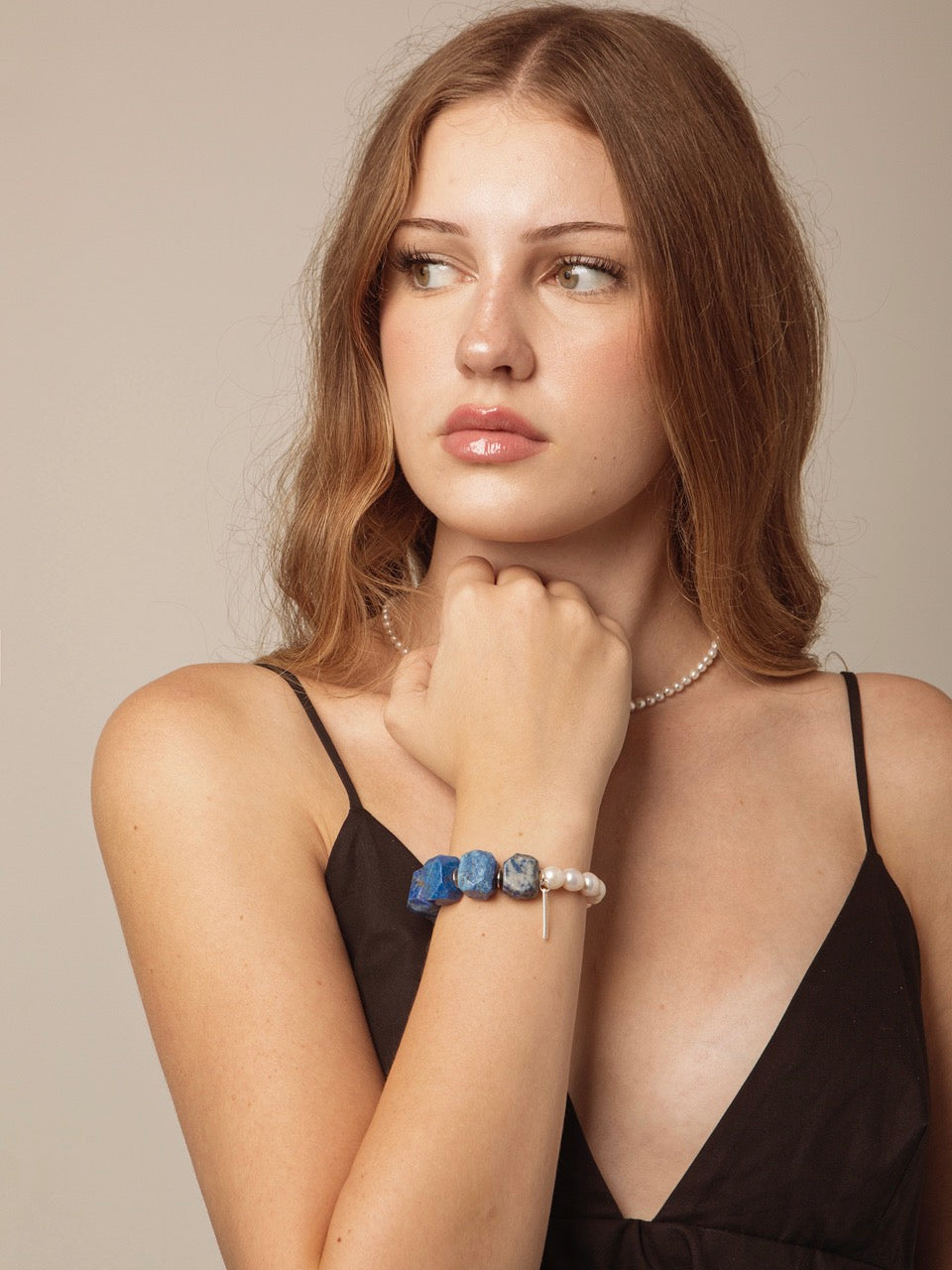 DEEP REALM · Lapis Lazuli & Pearl Bracelet