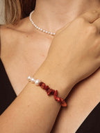 CRIMSON TIDE · Pearl & Coral Chip Bracelet