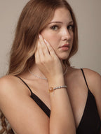AMBER MIST GLOW · Citrine & Grey Pearl Bracelet