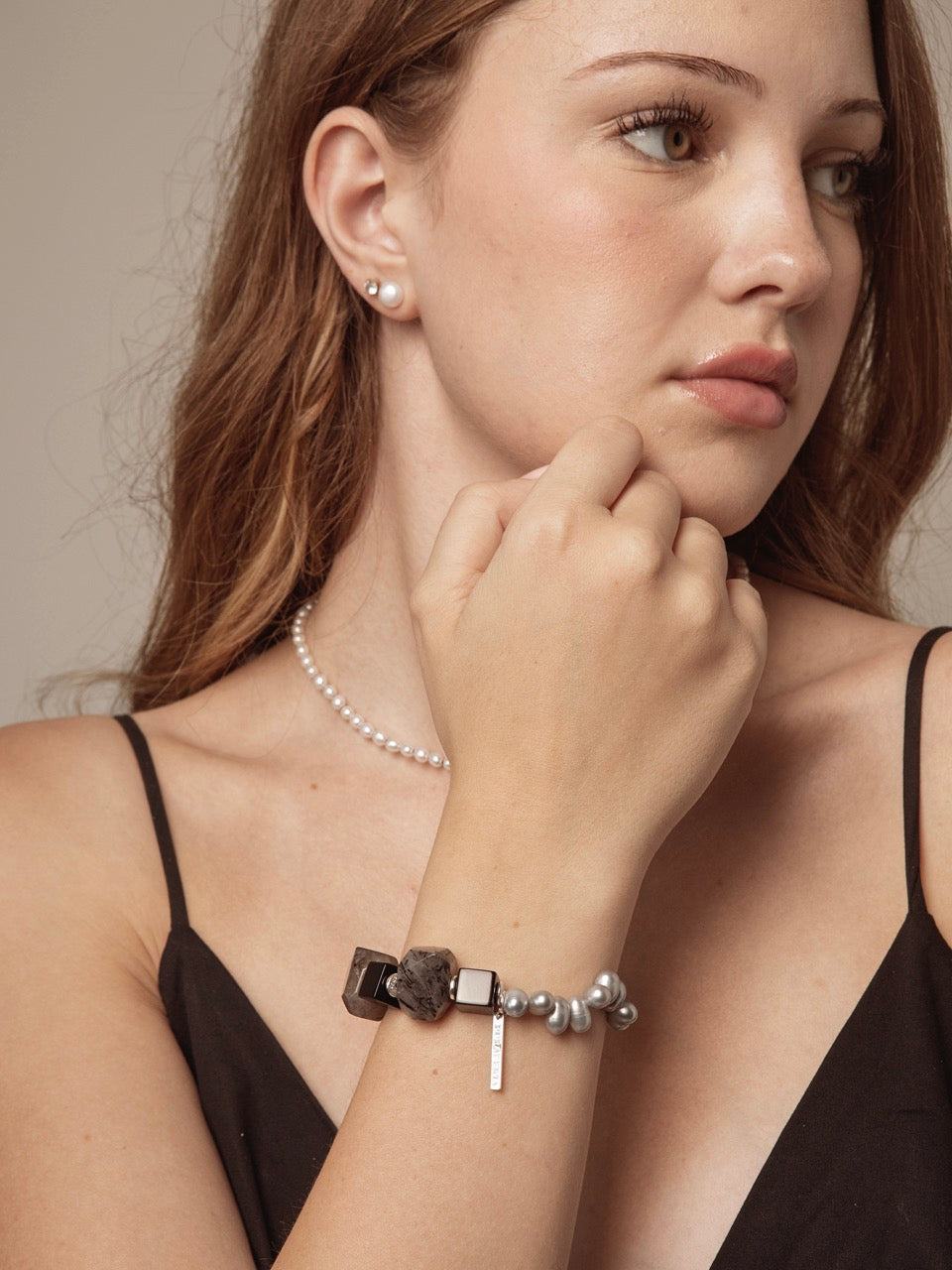 INK STRUCTURE · Rutilated Quartz & Agate Bracelet